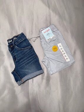 GUC/NWT bundle Cat & Jack Light Gray and Jean Drawstring Shorts - 3T